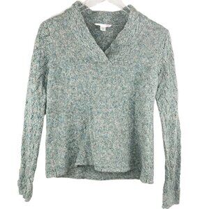 Coldwater Creek Seaglass Green V-Neck Marled Sweater Women's Size XS (4)